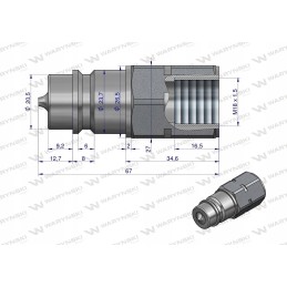 Hydraulic quick connector, M18x1 5 Warynski plug