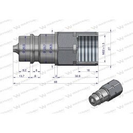 Hydraulic quick connector, M22x1 5 Warynski plug