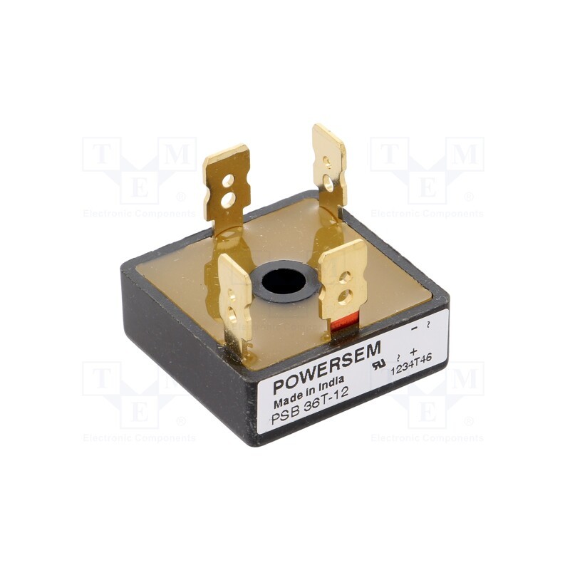 1 pcs x POWERSEM - PSB 36T/12 - Bridge rectifier: single-phase, Urmax: 1.2kV, If: 30A, Ifsm: 500A