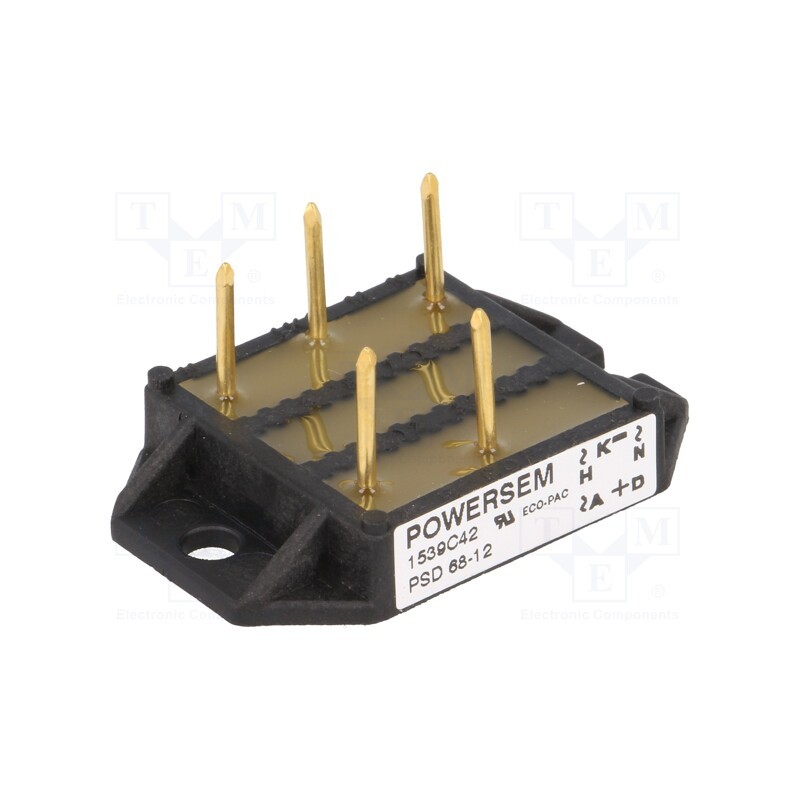 1 pcs x POWERSEM - PSD 68/12 - Bridge rectifier: three-phase, Urmax: 1.2kV, If: 68A, Ifsm: 300A