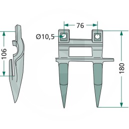 Double bayonet for New Holland High Capacity 6