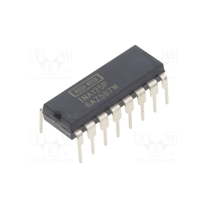 1 pcs x TEXAS INSTRUMENTS - INA125P - IC: instrumentation amplifier, DIP16, 150kHz, Ch: 1, 0.2V/μs,
