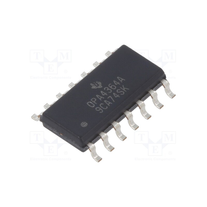 1 pcs x TEXAS INSTRUMENTS - OPA4364AID - IC: operational amplifier, 7MHz, Ch: 4, SO14, , IB: 10pA