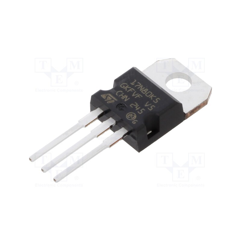 1 pcs x STMicroelectronics - STP17N80K5 - Transistor: N-MOSFET, MDmesh™ K5, unipolar, 800V, 9A, Idm: 56A, 170W