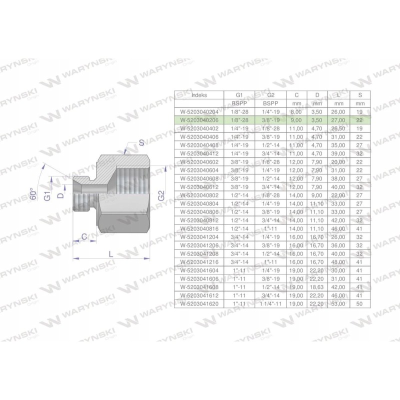Hydraulic differential bush inch AB 1 8