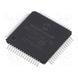 1 pcs x MICROCHIP TECHNOLOGY - PIC18F66J16-I/PT - IC: PIC microcontroller, 48MHz, 2÷3.6VDC, SMD, TQFP64, PIC18