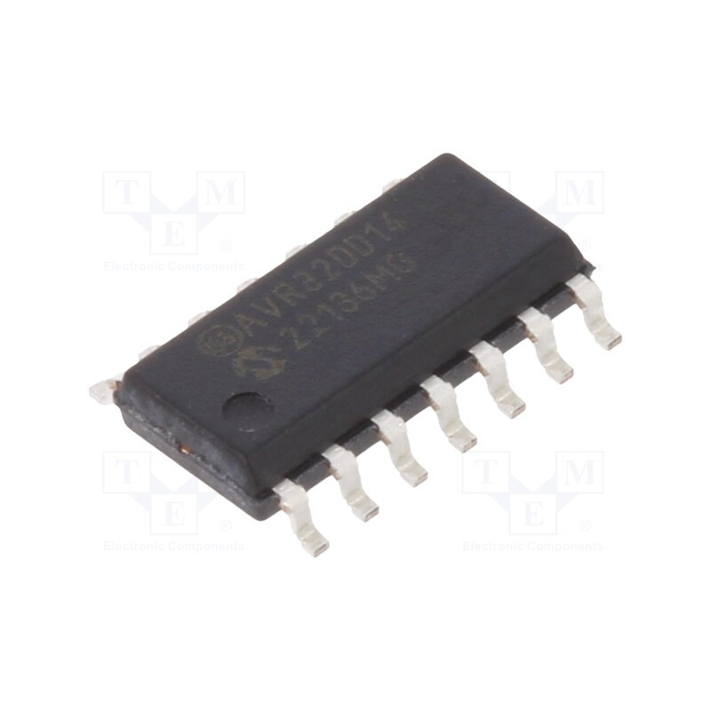 1 pcs x MICROCHIP TECHNOLOGY - AVR32DD14-I/SL - IC: AVR microcontroller, SOIC14, Interface: I2C,SPI,USART x2