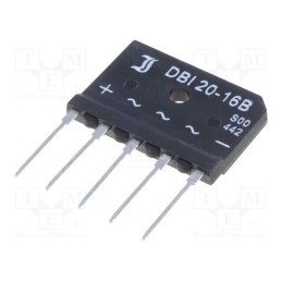 1 pcs x DIOTEC SEMICONDUCTOR - DBI20-16B - Bridge rectifier: three-phase, Urmax: 1.6kV, If: 20A, Ifsm: 200A