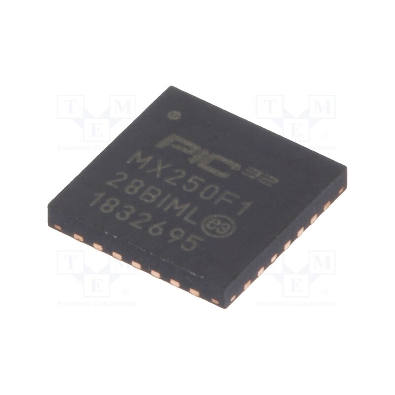 1 pcs x MICROCHIP TECHNOLOGY - PIC32MX250F128B-I/ML - IC: PIC microcontroller, 128kB, 2.3÷3.6VDC, SMD, QFN28, PIC32, 8MHz