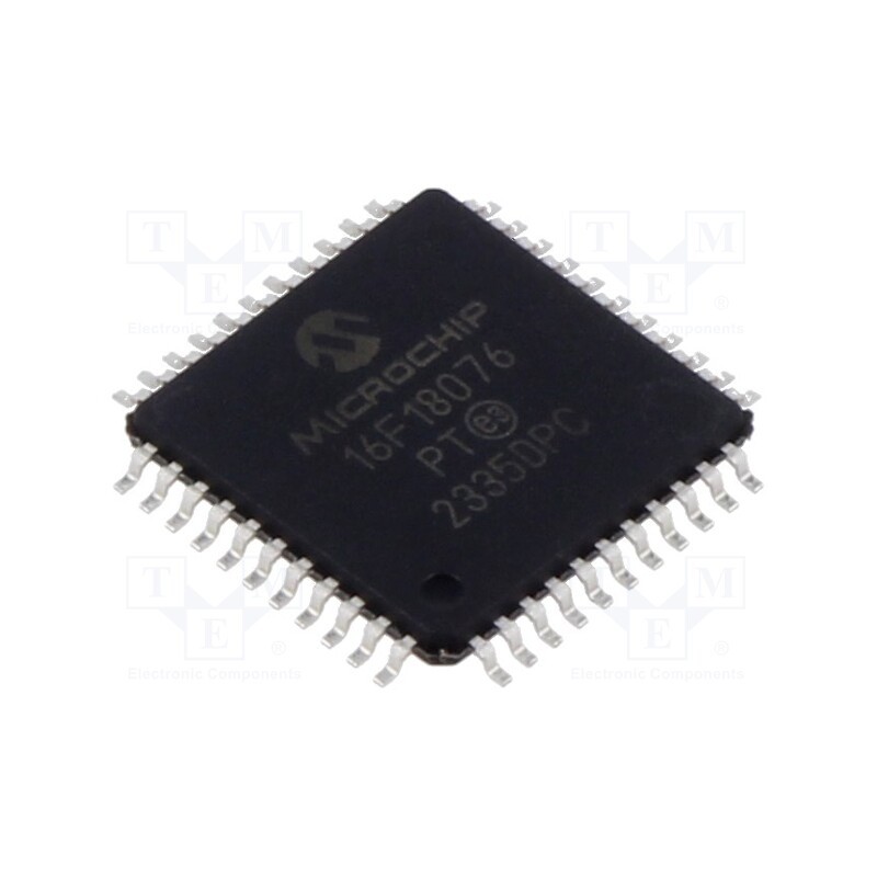 1 pcs x MICROCHIP TECHNOLOGY - PIC16F18076-E/PT - IC: PIC microcontroller, 28kB, 32MHz, 1.8÷5.5VDC, SMD, TQFP44