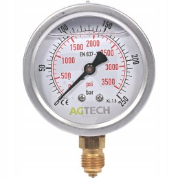 Glycerine pressure gauge 0 250 bar fi 63 1 4 inch lower