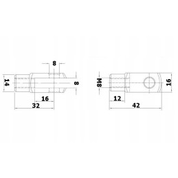 M8 universal fork head