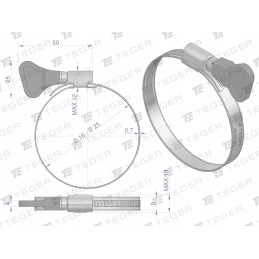 Clamping band with knob 16 25 worm clamp
