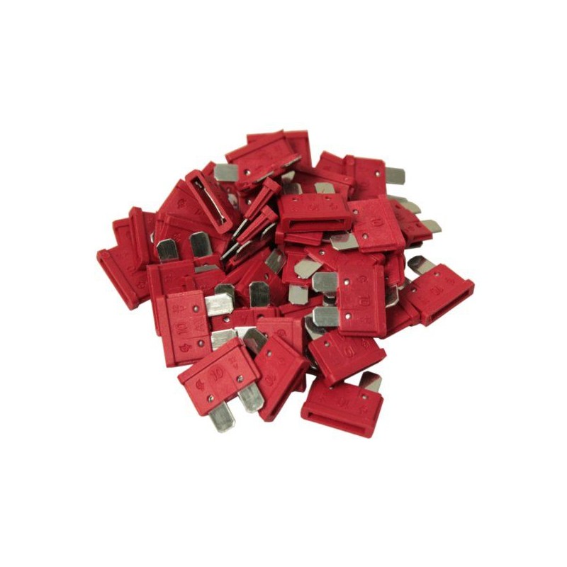 Flat fuse 10A red, pack of 50 pcs