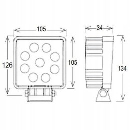 Work lamp 9 LED square 12 24v 2200lm spot