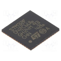1 pcs x STMicroelectronics - STM32F042C6U6 - IC: ARM microcontroller, 48MHz, UFQFPN48, 2÷3.6VDC