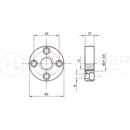 Pump connection 3 4 40mm straight hydrolider