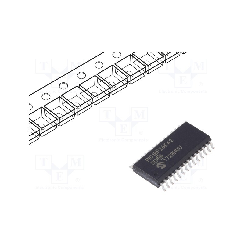 1 pcs x MICROCHIP TECHNOLOGY - PIC18F26K42-I/SO - IC: PIC microcontroller, 64kB, 64MHz, 2.3÷5.5VDC, SMD, SO28, PIC18