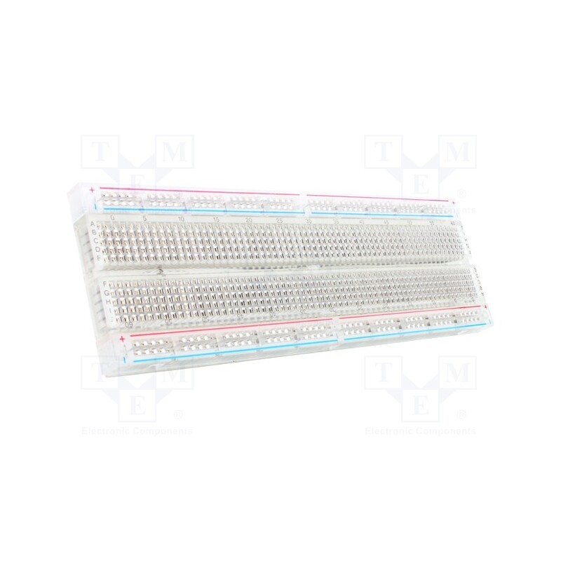 1 pcs x MIKROE - BREADBOARD CLEAR SELF-ADHESIVE 830 POINT - Expansion board, 165x54x8.3mm, Board: prototyping,solderless