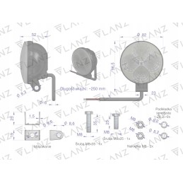 Mini round work lamp 12w 4 LED glanz