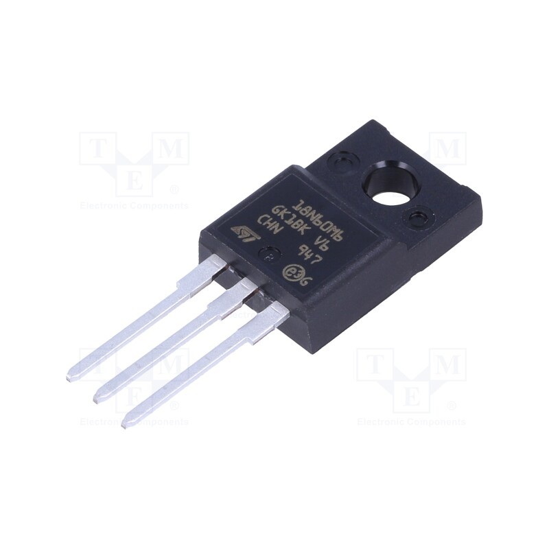 1 pcs x STMicroelectronics - STF18N60M6 - Transistor: N-MOSFET, MDmesh™ M6, unipolar, 600V, 8.2A, Idm: 38A