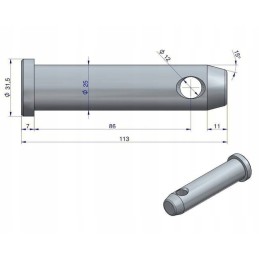 Bracket pin lower hitch mf original ursus
