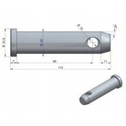Bracket pin lower hitch mf original ursus