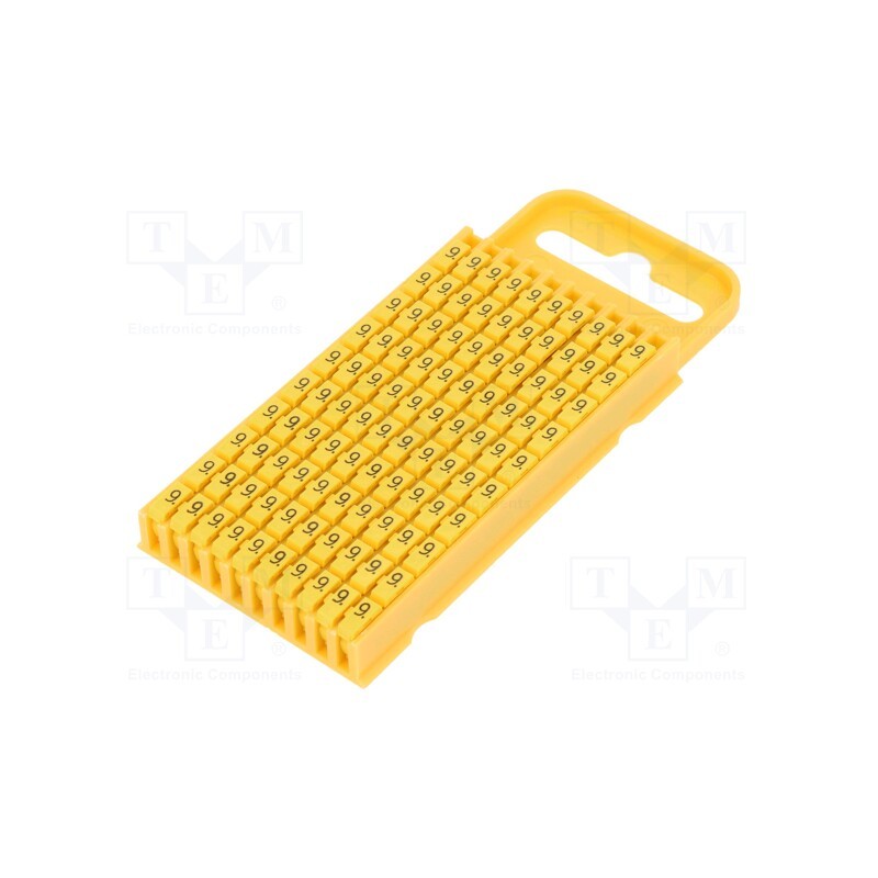 100 pcs x HELLERMANNTYTON - 561-03694 - Markers, Marking: 9, 4.3÷5.3mm, polyamide, yellow, -40÷85°C, WIC