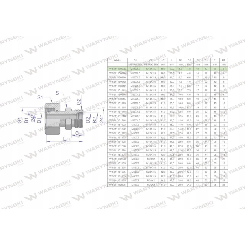 Hydra connector a m14x1 5 08l b m12x1 5 06l 2pcs