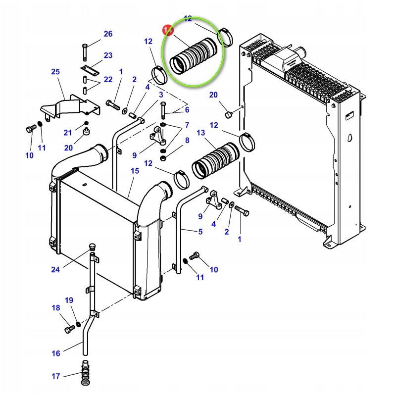 Massey Ferguson intercooler hose 4279550m1