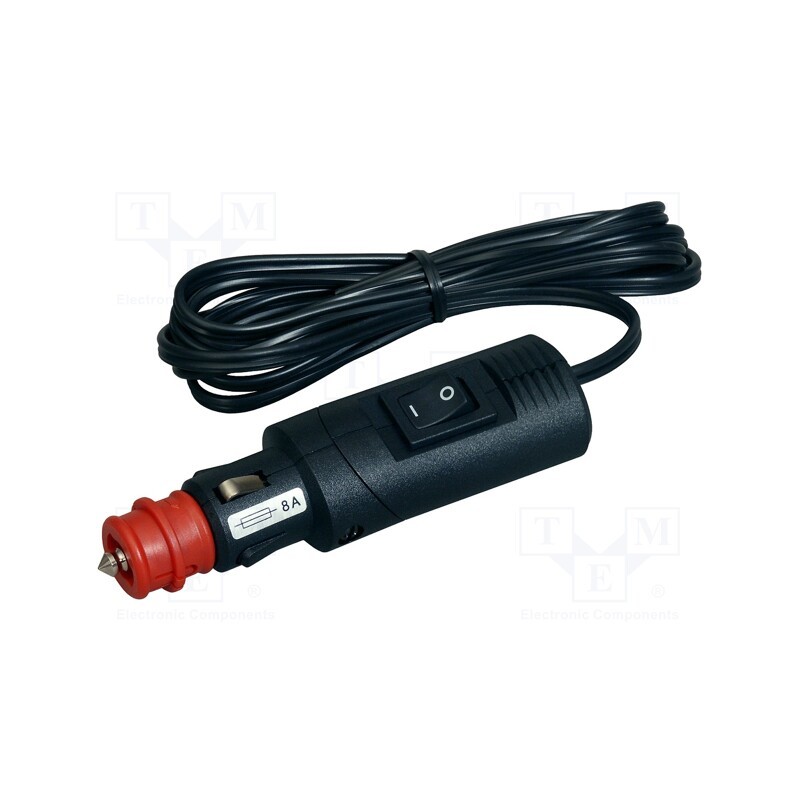 1 pcs x PRO CAR - 67748500 - Cigarette lighter plug, cables, 8A, Sup.volt: 12÷24VDC, black, 2m