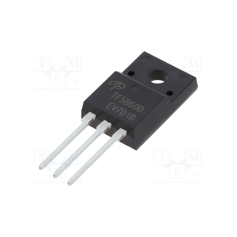 1 pcs x ALPHA & OMEGA SEMICONDUCTOR - AOTF5B60D - Transistor: IGBT, 600V, 5A, 12.5W, TO220F, Eoff: 0.04mJ, Eon: 0.14mJ