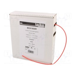 1 pcs x TASKER - BOX 1608 R - Heat shrink sleeve, glueless, 2: 1, 1.6mm, L: 10m, red, polyolefine