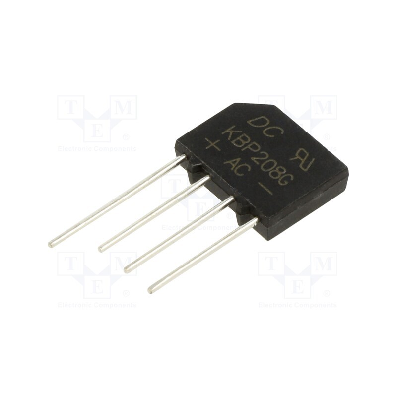 5 pcs x DC COMPONENTS - KBP208G - Bridge rectifier: single-phase, Urmax: 800V, If: 2A, Ifsm: 60A, flat