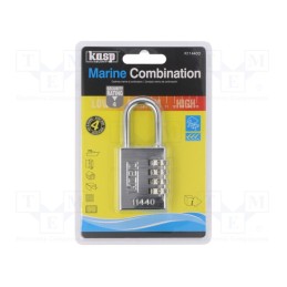 1 pcs x KASP - K11440D - Padlock, Width: 40mm, stainless steel, 4 digit code, C: 6.3mm