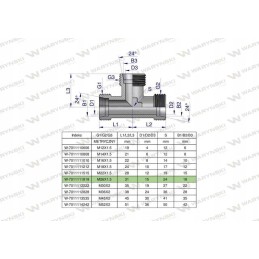 Metric hydraulic tee bbb m26x1 5 18l xt