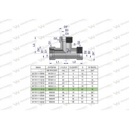 Metric hydraulic tee bbb m26x1 5 18l xt