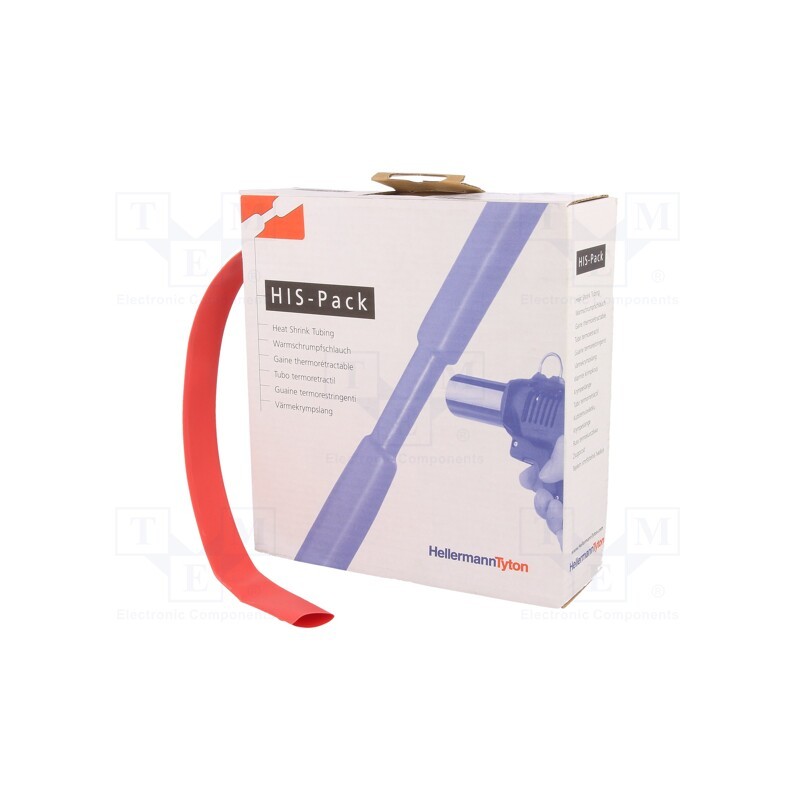 1 pcs x HELLERMANNTYTON - 300-31272 - Heat shrink sleeve, 2: 1, 12.7mm, L: 5m, red, cardboard packaging