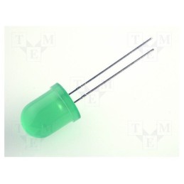 2 pcs x KINGBRIGHT ELECTRONIC - L-813GD - LED, 10mm, green, 20÷70mcd, 60°, Front: convex, 2.2÷2.5V