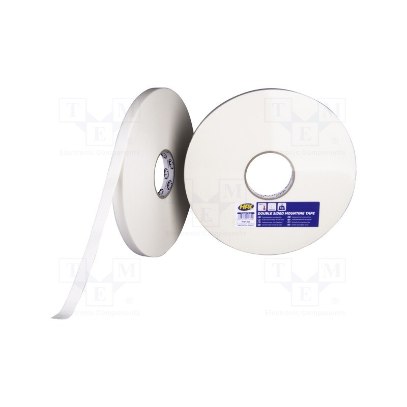 1 rol x HPX - MW1950 - Tape: fixing, W: 19mm, L: 50m, Thk: 1000um, double-sided, white