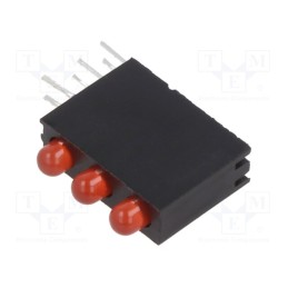 1 pcs x OPTOSUPPLY - OSR6LX3E34B-3F3C - LED, in housing, red, 3mm, No.of diodes: 3, 20mA, Lens: diffused, 30°