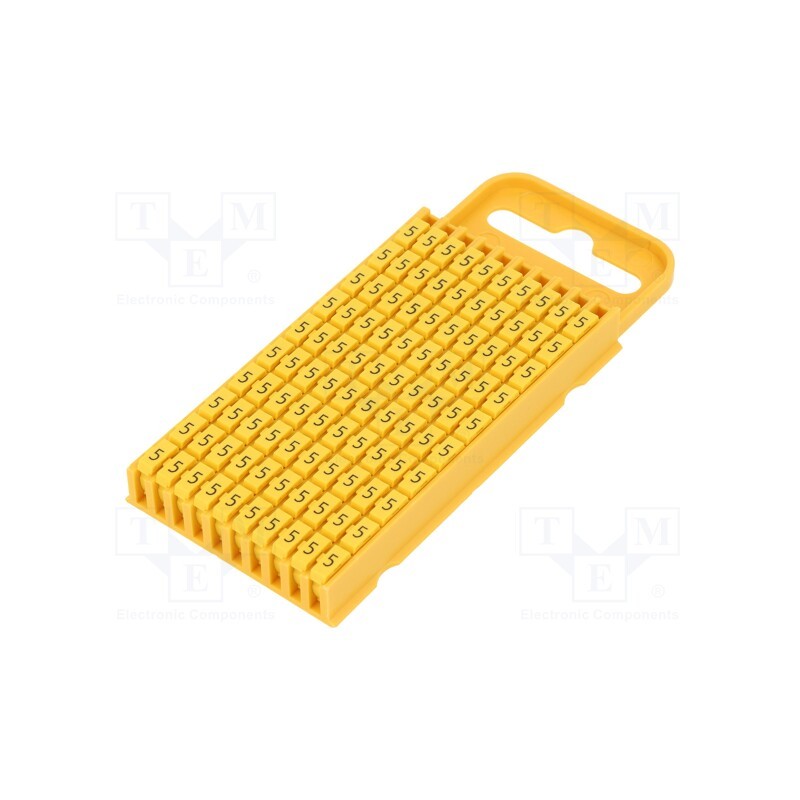 100 pcs x HELLERMANNTYTON - 561-03654 - Markers, Marking: 5, 4.3÷5.3mm, polyamide, yellow, -40÷85°C, WIC