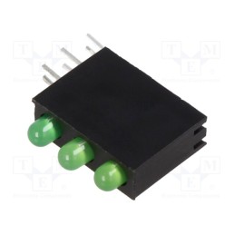1 pcs x OPTOSUPPLY - OSG8NX3E34B-3F3C - LED, in housing, yellow green, 3mm, No.of diodes: 3, 20mA, 30°