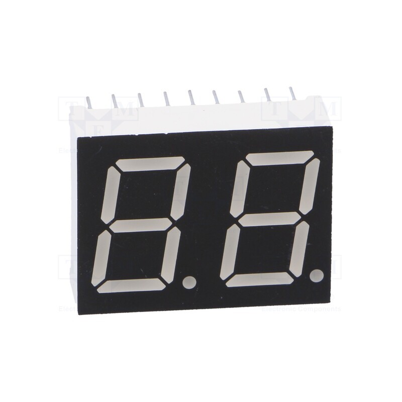 1 pcs x WENRUN - LDD056BUE-101-03 - Display: LED, 7-segment, 14.22mm, 0.56', No.char: 2, red, 11.2mcd