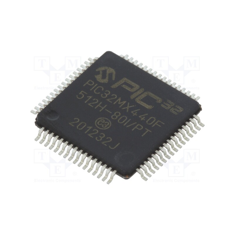 1 pcs x MICROCHIP TECHNOLOGY - PIC32MX440F512H-80I/PT - IC: PIC microcontroller, 512kB, 2.3÷3.6VDC, SMD, TQFP64, PIC32
