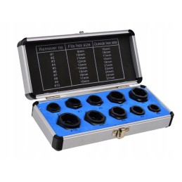 Set of sockets for damaged screws and nuts, 10 pcs