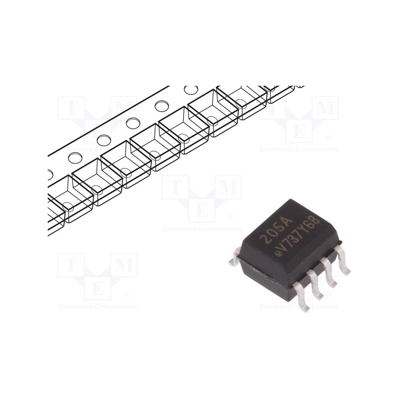 1 pcs x VISHAY - VO205AT - Optocoupler, SMD, Ch: 1, OUT: transistor, Uinsul: 5kV, Uce: 70V, SO8