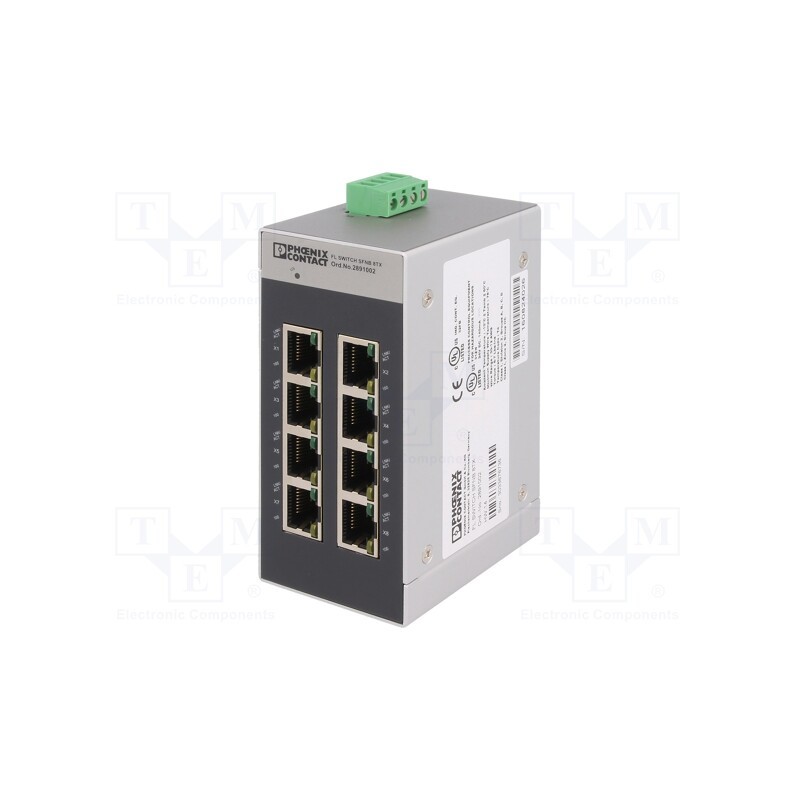 1 pcs x PHOENIX CONTACT - 2891002 - Switch Ethernet, unmanaged, Number of ports: 8, 9÷32VDC, RJ45
