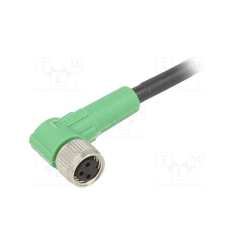 1 pcs x PHOENIX CONTACT - SAC-3P-1,5-PUR/M8FR - Connection lead, M8, PIN: 3, angled, 1.5m, plug, 60VAC, 4A, -25÷90°C