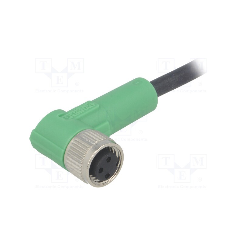 1 pcs x PHOENIX CONTACT - SAC-3P-10,0-PUR/M8FR - Connection lead, M8, PIN: 3, angled, 10m, plug, 60VAC, 4A, -25÷90°C